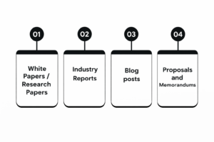 Content categories in black and white